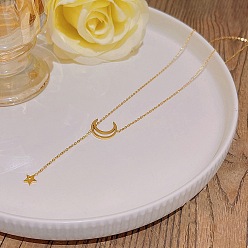 Луна Ожерелья из нержавеющей стали, ожерелья шкентеля, луна, 8.27~19.69 дюйм (21~50 см)