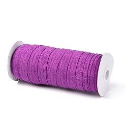 Medium Orchid Gold and Silver Sparkle Elastic Side Nylon Ribbon, Webbing Garment Sewing Accessories, Medium Orchid, 5/8 inch(15mm), about 50yards/roll(45.72m/roll)