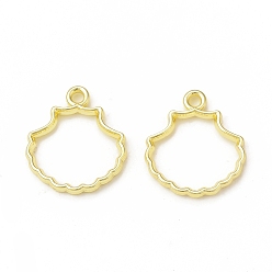 Light Gold Rack Plating Alloy Shell Open Back Bezel Pendants, For DIY UV Resin, Epoxy Resin, Pressed Flower Jewelry, Cadmium Free & Nickel Free & Lead Free, Light Gold, 18x16x2mm, Hole: 1.8mm