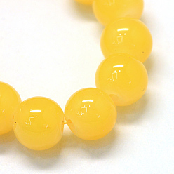 Gold Baking Painted Imitation Jade Glass Round Bead Strands, Gold, 6.5mm, Hole: 1.5mm, about 145pcs/strand, 31.8 inch