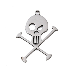 Skull Хэллоуин 201 из нержавеющей стали подвески, анти-тускнение, череп, 20x15x1 мм, отверстие : 1.2 мм