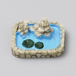 Rectangle Мини-декорации из смолы, аксессуары для кукольного домика, для домашнего офиса настольный, бассейн, 24x29x13 мм