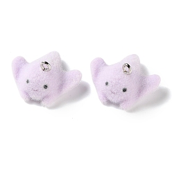 Fish Ocean Theme Flocking Opaque Resin Pendants, with Platinum Iron Loop, Manta Ray Charm, 13.5x24x22mm, Hole: 2mm