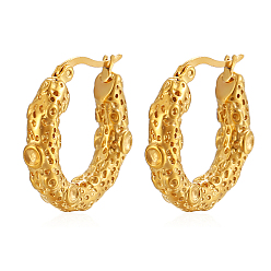 Золотой Серьги из 304 нержавеющей стали, текстурированное кольцо, золотые, 24x6 мм