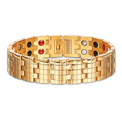 Golden Stainless Steel Watch Band Bracelets, Golden, 8-5/8 inch(22cm)