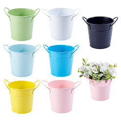 (52) Непрозрачная лаванда 7шт. 7 цвета, железный держатель для ручек, Ведро для хранения с ручкой, разноцветные, 148x117x117 мм, внутренний диаметр: 110 мм, 1 шт / цвет