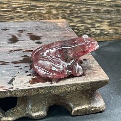 Клубничный Кварц Натуральная клубника, кварц, резная статуя лягушки, украшение для дома, Статуэтки по фен-шуй для украшения домашнего офиса, 40 мм