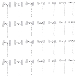 Stainless Steel Color 304 Stainless Steel Curb Chain Extender, with Lobster Claw Clasps and Ribbon Crimp Ends, Stainless Steel Color, 25~36mm, 14sets/box