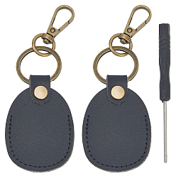 Черный Брелки из искусственной кожи, с железной отверткой, овальные, платина, чёрные, 11.5 см