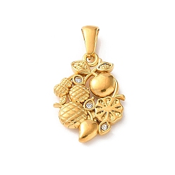 Mango 304 из нержавеющей стали Кристалл Rhinestone подвески, фруктовые прелести, золотые, манго, 24x17x3 мм, отверстие : 6.5x3 мм