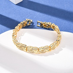 Настоящее золото 18K Латунные браслеты-цепочки с микропаве из прозрачных кубических цирконий для женщин, долгоиграющий, гальваническое покрытие стеллажа, без свинца и без кадмия, реальный 18 k позолоченный, 7.52 дюйм (19.1 см)