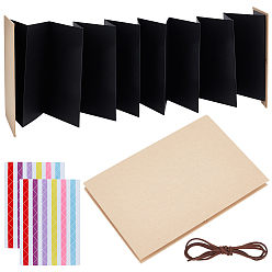 Черный Бумажный блокнот, пустой раздвижной блокнот-гармошка и фотоальбом своими руками, с пластиковой наклейкой и резинкой, прямоугольные, чёрные, 181x121x13 мм