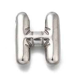 Letter H 304 подвески из нержавеющей стали, буквенное очарование, анти-тускнение, Письмо ч, 21x17x5.5 мм, отверстие : 3.4x2 мм