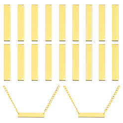 Golden Brass Pendants, Rectangle, Golden, 6x35x0.8mm, Hole: 1mm, 20pcs/box