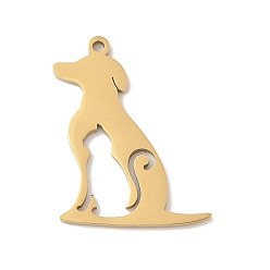 Золотой 304 подвески из нержавеющей стали, лазерная резка, собачий шарм, золотые, 26x20x1 мм, отверстие : 1.5 мм