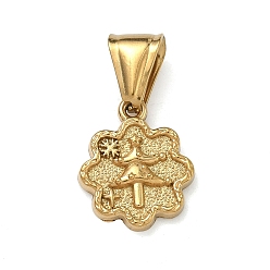 Real 20K Gold Plated Рождественские 304 подвески из нержавеющей стали, цветок с рождественской елкой и подвеской в виде снежинки, ионное покрытие (ip), долговечный, реальный 20 k позолоченный, 17x14.5x3 мм, отверстие : 4x9 мм