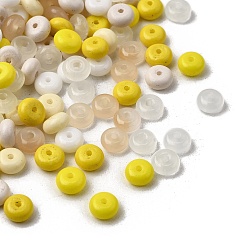 Желтый Имитация нефритовые четки стекла, шариков Rondelle, желтые, 6~6.5x3.5 мм, отверстие : 1.2~1.4 мм, Около 5000 шт / 1000 г
