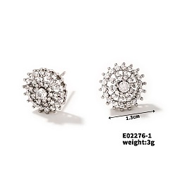 Platinum Delicate Sunflower Earrings for Women, Elegant and Charming Ear Jewelry, Platinum, 13mm