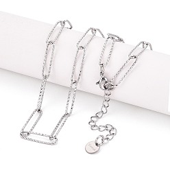 Нержавеющая Сталь Цвет Не тускнеет 304 ожерелье из нержавеющей стали в виде скрепки, цвет нержавеющей стали, 15.75 дюйм (40 см) ~ 15.94 дюйм (40.5 см)