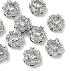 Clair Maillons multi-rangs en laiton pavé de zircone cubique shegrace, fleur, sans cadmium et sans plomb et sans nickel, platine, clair, 8x5mm, Trou: 1.4mm
