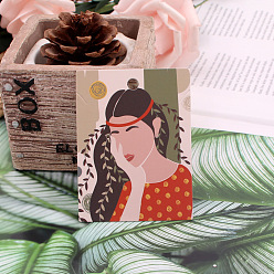 Красный Бумажные карты дисплей ювелирных изделий, для серьги, прямоугольник с женским узором, красные, 8x6 см, о 95~100 шт / комплект