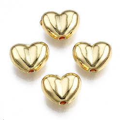 Light Gold Rack Plating Alloy Beads, Cadmium Free & Lead Free, Heart, Light Gold, 8x10x5mm, Hole: 1.2mm