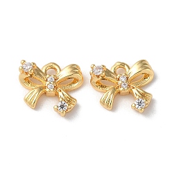 Настоящее золото 18K Стойки обшивки латунь кубического циркония подвески, бабочка, реальный 18 k позолоченный, 8x9x2 мм, отверстие : 1.2 мм