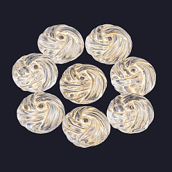 Clear Plating Acrylic Beads, Metal Enlaced, Flat Round, Clear, 13x7mm, Hole: 1mm, about 600pcs/500g