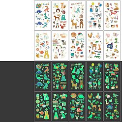 Other Animal Anmial Theme, Luminous Removable Temporary Water Proof Tattoos Paper Stickers, Animal Pattern, 6.8x12cm, 10style, 1sheet/style, 10sheet/set