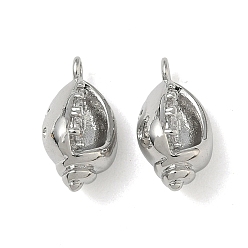 Другие Подвески из латуни в морском стиле с микропаве из кубических цирконий, долговечный, Реальная платина, раковина, 14.5x8x6 мм, отверстие : 1.6 мм