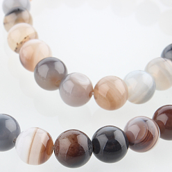 Полосатый Агат Окрашенные и нагретые пряди из натурального полосатого агата/круглых бус из полосатого агата, имитация агата Ботсваны, 8 мм, отверстие : 1 мм, около 49 шт / нитка, 14.96 дюйм