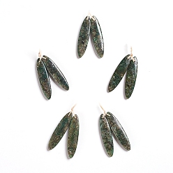 Зеленый Кварц Подвески из натурального зеленого кварца, для изготовления ювелирных изделий, окрашенные, лошадиный глаз , 39~42x10~10.5x4~5 мм, отверстие : 1~1.5 мм