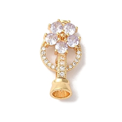 (7BDF) Прозрачный морозный бирюзовый Латунные микро проложить кубического циркония раз за застежками, без никеля , со стеклом, цветок, призрачный белый, 22 мм, отверстие : 4.5 мм