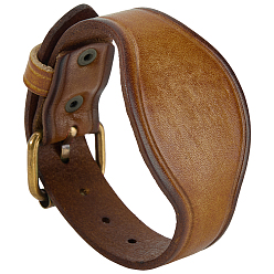 Chocolate Retro Cowhide Leather Cord Bracelets for Women Men, with Alloy Clasps, Chocolate, 10-1/4x1-1/2x1/8 inch(26x3.7x0.45cm)