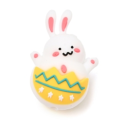 Кролик Пищевые экологически чистые силиконовые фокусные шарики, белые, кролик, 35x23x16 мм, отверстие : 2 мм