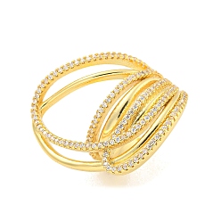 Настоящее золото 18K Открытая манжета из латуни с микропаве и прозрачным фианитом, широкое кольцо для женщин, реальный 18 k позолоченный, 28 мм, регулируемый