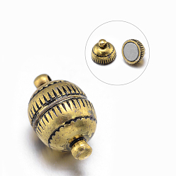 Античное Золото Круглые латунные магнитные застежки с петлями, без никеля , античное золото , 13x8 мм, отверстие : 0.5 мм