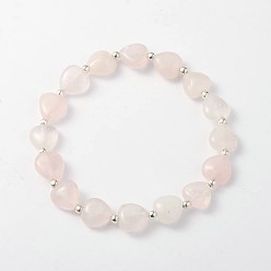 Розовый Кварц Сердце из розового кварца браслеты простирания, с серебряным плакированным железом, 57 мм