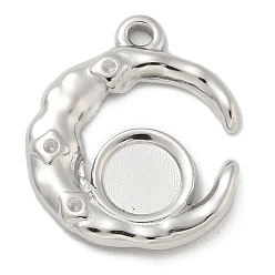 Нержавеющая Сталь Цвет 304 Настройки кабошон из нержавеющей стали кулон, луна, цвет нержавеющей стали, 19x16x2 мм, отверстие : 1.4 мм, лоток: 6 mm