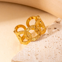 Золотой 201 манжетные кольца из нержавеющей стали с овальными звеньями, золотые, внутренний диаметр: 18 мм