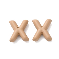 Letter X Акриловые подвески краскораспылительные, прорезиненный стиль, коричневые, Письмо X, 17x15x6 мм, отверстие : 1.5 мм