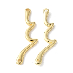 Настоящее золото 18K Латунные волнообразные соединительные подвески, без свинца и без кадмия, долговечный, без свинца и без кадмия, реальный 18 k позолоченный, 34.5x7.5x2 мм, отверстие : 1.5 мм