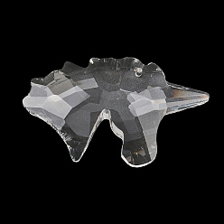 Transparent Glasleuchter, Prismen, große Anhänger, facettierte Dinosaurier-Anhänger, Transparent, 45x76x17 mm, Bohrung: 2 mm