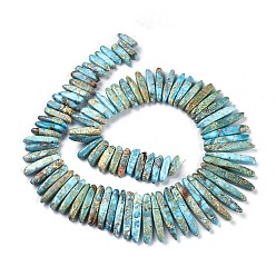 Imperial Jasper Natural Imperial Jasper Graduated Beads Strands, Tusk Shape, 15~65x4.5~6x5~5.5mm, Hole: 1.2mm, about 84~86pcs/strand, 16.5~16.9 inch(42~43cm)
