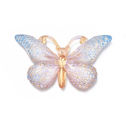 Сине-фиолетовый Пластиковые подвески градиентного цвета, бабочка, синий фиолетовый, 38x22.5x5.5 мм, отверстие : 1.2 мм