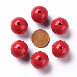 FireBrick Opaque Acrylic Beads, Round, FireBrick, 20x19mm, Hole: 3mm, about 111pcs/500g