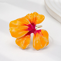 Оранжевый Цветочные эмалевые регулируемые открытые манжеты для женщин, золотые, оранжевые, внутренний диаметр: 17 мм