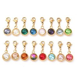 (52) Непрозрачная лаванда Ионное покрытие (ip) 304 подвески из нержавеющей стали со стразами, застежка когтя омара, разноцветные, 27 мм