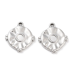 Stainless Steel Color Non-Tarnish 304 Stainless Steel Pendant Cabochon Settings, Flat Round, Stainless Steel Color, Tray: 2.5mm, 15.5x14.5x1.5mm, Hole: 1.2mm