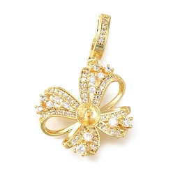 Настоящее золото 18K Латунные микро-паве прозрачные кубические цирконии европейские подвески-шармы, привязка поручительств, за половину пробурено бисера, без кадмия, без никеля и без свинца, бабочки прелести, реальный 18 k позолоченный, лоток : 5 мм, 32x20.5x6 мм, отверстие : 4.5x5.5 мм, штифты : 0.7 мм